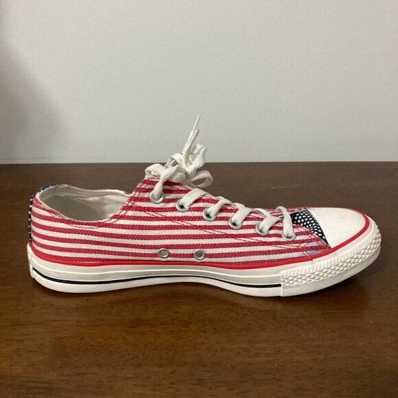 Converse Women Size 8 American Flag Patriotic Sneakers Low Top Comfortable - Picture 8 of 8
